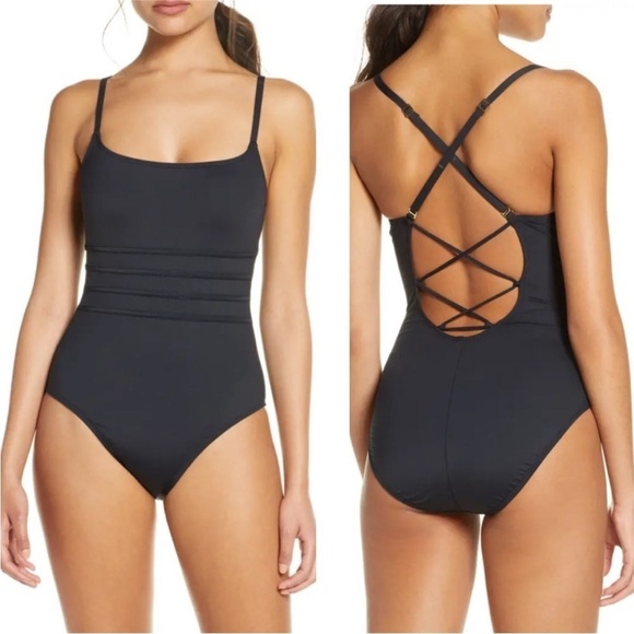 LA BLANCA Strappy Mio One-piece Swimsuit In Black - Picture 1 of 5